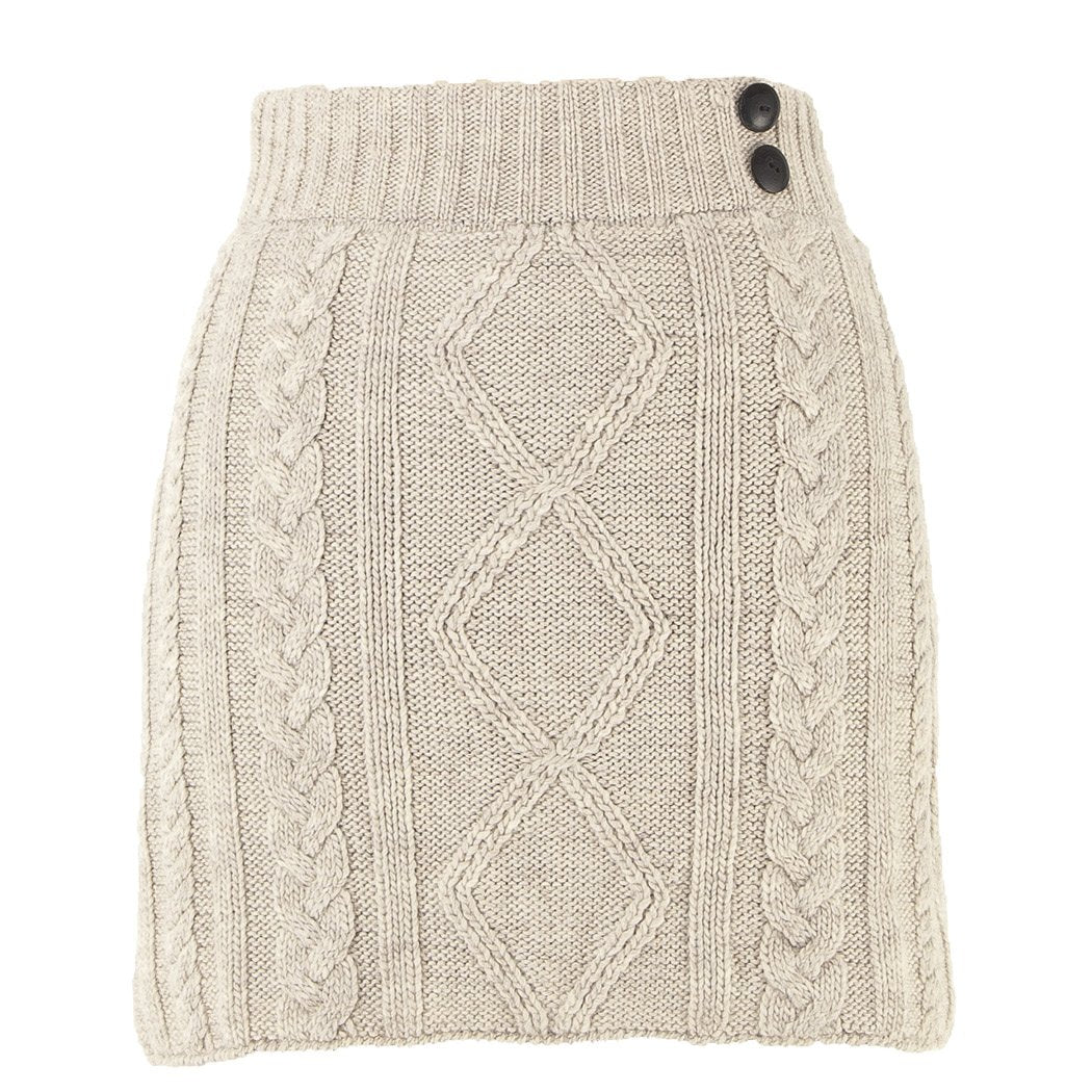 Grace Skirt Aran Cable knit 100 wool skirt Oatmeal L